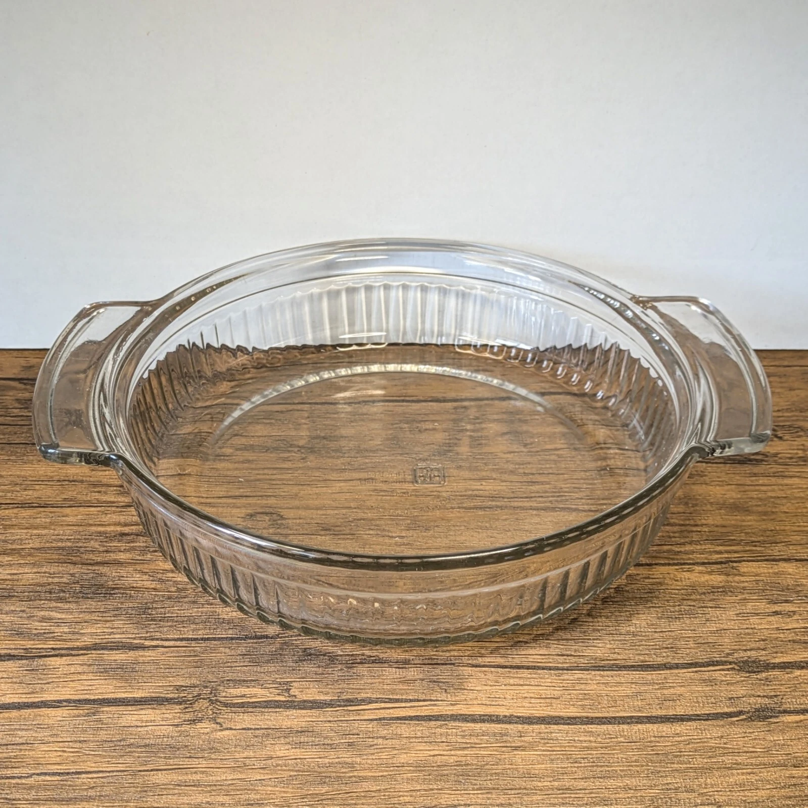 Vintage - 8½" Anchor Hocking Baking Pie Plate Casserole Dish Handles, Clear 1 Qt