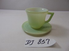 Hazel Atlas Little Hostess Cup  Saucer Lot Childs Kids Light Green