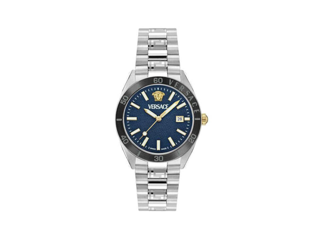 Versace V Dome 42mm Blue Quartz Watch with Sapphire Crystal VE8E00324