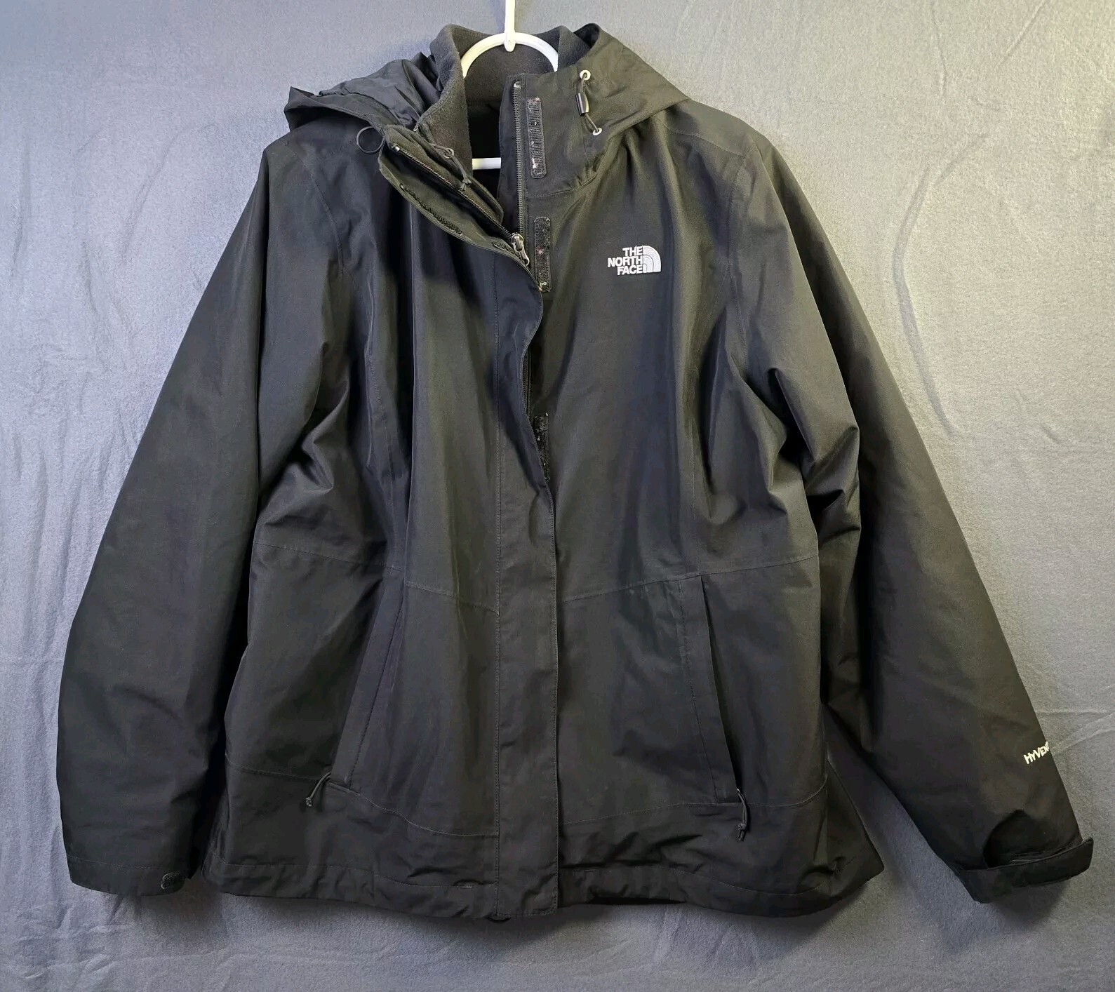 The North Face Hyvent Womens XL Black Waterproof Jacket with Fleece Liner