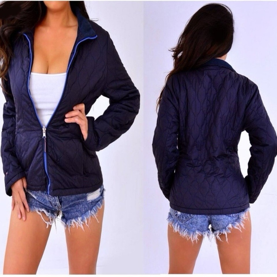 Tommy Hilfiger Navy Blue Quilted Coat Jacket Size Small eBay