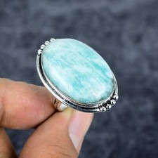 Natural Larimar Gemstone Handmade 925 Sterling Silver Ring Gift For Her Jewelry