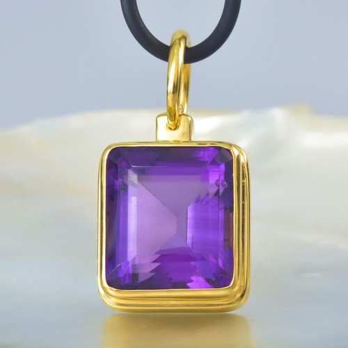 Ametista Viola Diamante & 18K Oro Vermiglio Sopra Pendente Argento Sterling - Foto 5 di 12