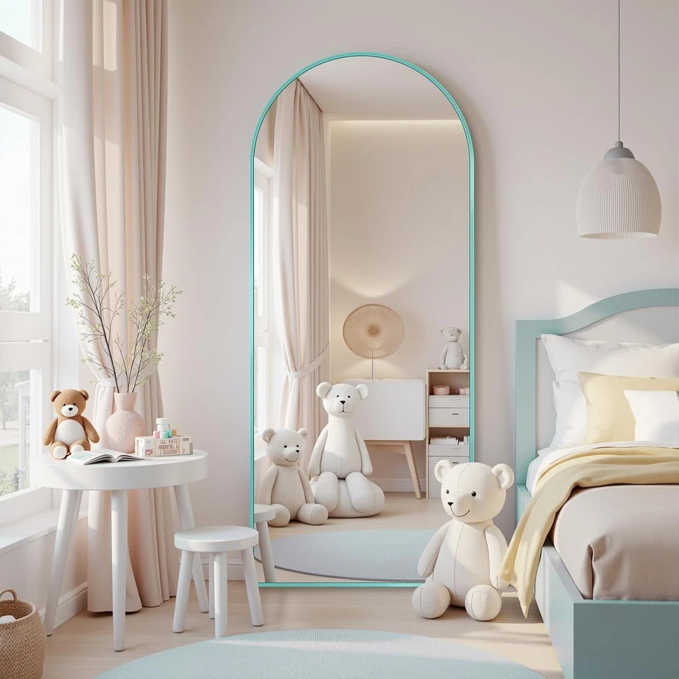 Furnbar Arched full length mirror for christmas gift 58''x18'' Blue - Image 3 of 4