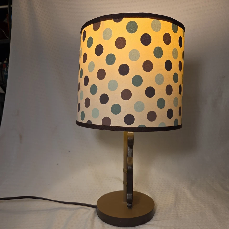 Abajur macaco bolinhas com abajur, interruptor em linha e com lâmpada, 16" de altura - Imagem 4 de 4