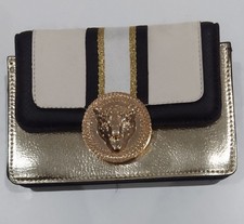 River Island Leopard Head Bag Gold Faux Leather Cream Black Clutch Bag Evening 