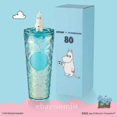 Starbucks Moomin Gift Christmas New Year 2025 Blue Prism Cold Cup (24 oz) New .