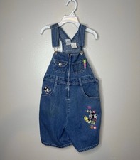 Mickey and Co Vintage 90s Denim Overalls Girls 6x Minnie Mouse Embroidered
