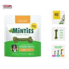 Dental Chews for Dogs, 12 Count, Vet-Recommended Mint-Flavored Treats for Lar...