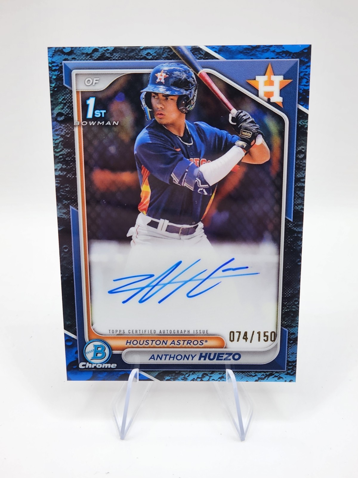 2024 Bowman Chrome 1st Prospect Blue Lunar Refractor /150 Anthony Huezo Auto RC