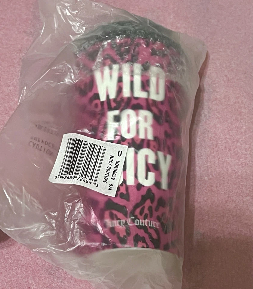 Juicy Couture Wild For Juicy Taza de Viaje Rosa Leopardo Y2K Glam Taza de Café Nueva Foto 2 de 3