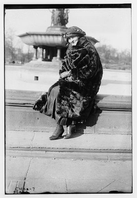 Photo:Cora Chase Woman in Fur Coat by Fountain c1915 1920