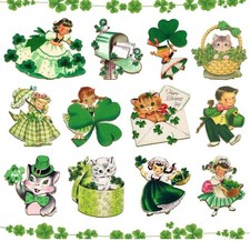 Vintage St. Patrick's Day Tree Ornaments - 24 Decorative Shamrock Hangings