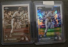 4 2014 TOPPS CHROME JOC PEDERSON ROOKIE CARD LOT BASE PRIZM SEPIA REFRACTOR 