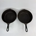 2 Vintage Wagner Ware Sidney -0- #8 Cast Iron Chicken Fryer Deep Skillet 1088