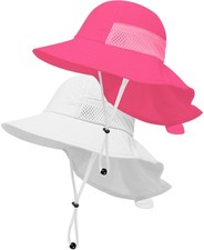 2-Pack Toddler Baby Sun Hat Kids Summer UPF 50 for Boys Girls Adjustable Bea...