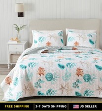 Coastal Nautical 3-Piece Quilt Set for King/California King - Reversible Design