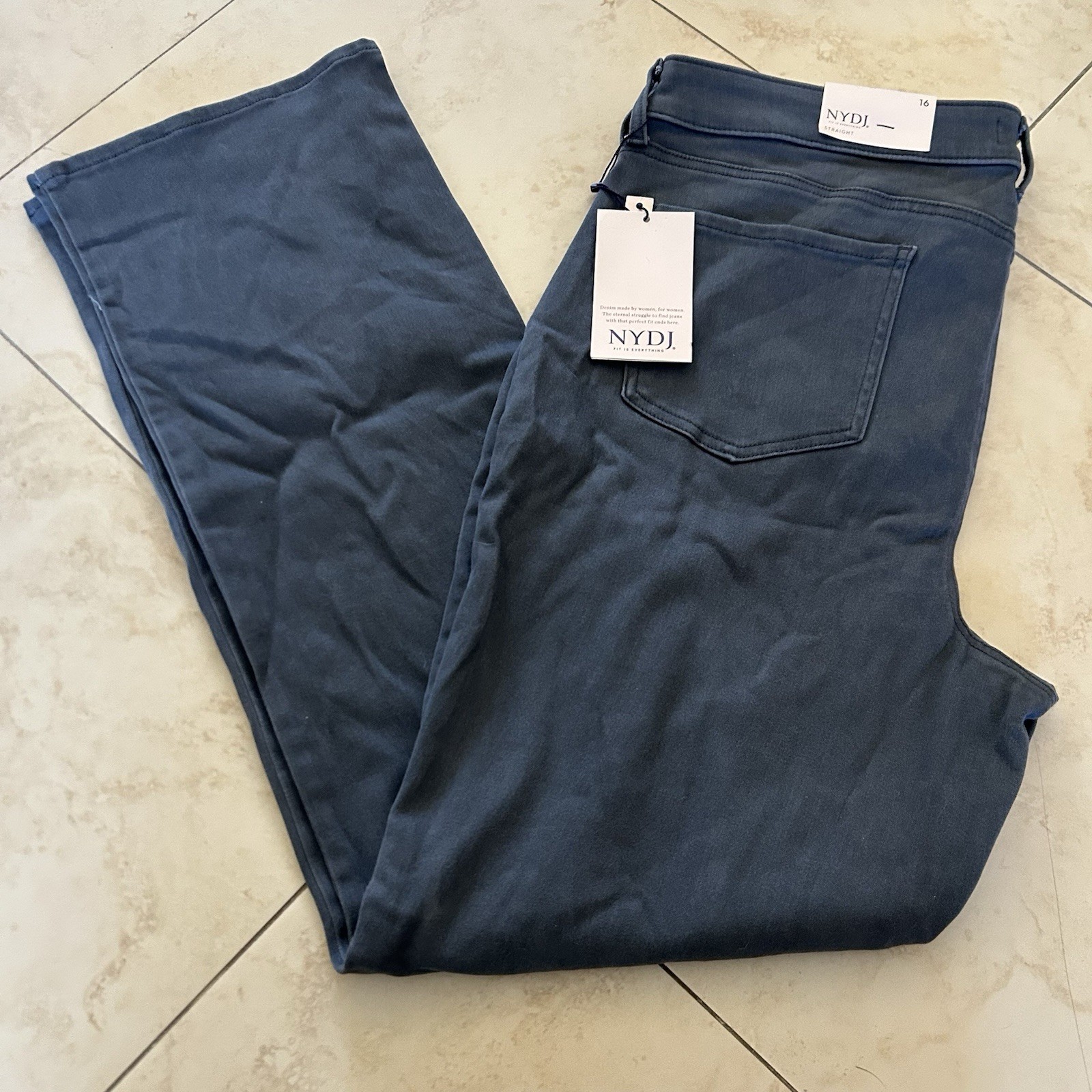 NYDJ Women's Marilyn Straight Leg Jeans Sz 16 Med Wash