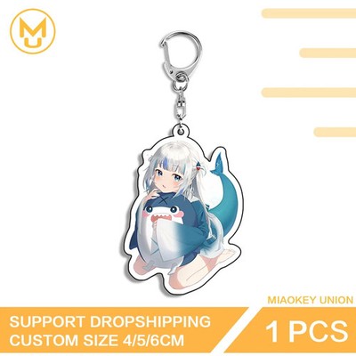 Gawr Gura Vtuber Ahegao Key Chains Hot Selling Multi Function Durable Keyring