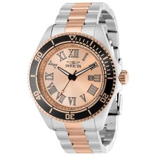 Invicta Men's Quartz Watch Pro Diver Rose Gold Tone Dial Two Tone Bracelet 15001
