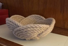 Nautical Jute Rope Bowl Basket Multi Purpose Unique Rare