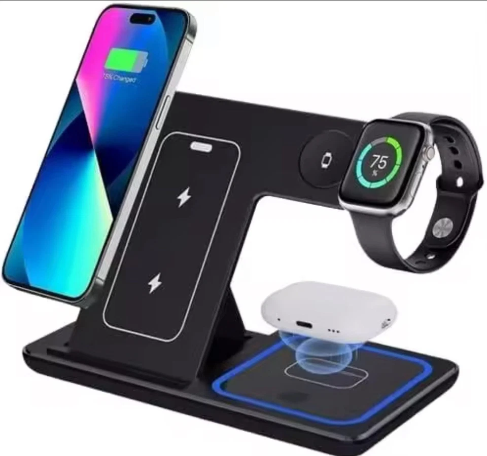 3 In 1 Wireless Charger Stand. Works with Apple and Samsung. Excellent Gift - Image 1 of 4