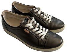 ECCO Bronze Leather Lace Up Sneaker Shoes Womens 6