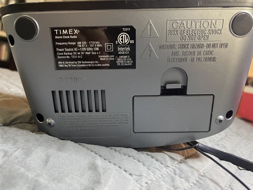 Timex AM/FM Dual Alarm Clock Radio with 1.2-Inch Display and Line-In Jack - Gray - Image 2 of 4