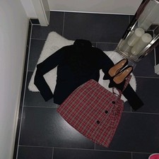 Neu set Outfit 34 36 Blusenbody schwarz Karorock Wickelrock TopZustand