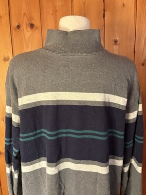 L.L Bean Striped Sweater Unisex Large Made In USA Mock Neck Pullover Shirt Top