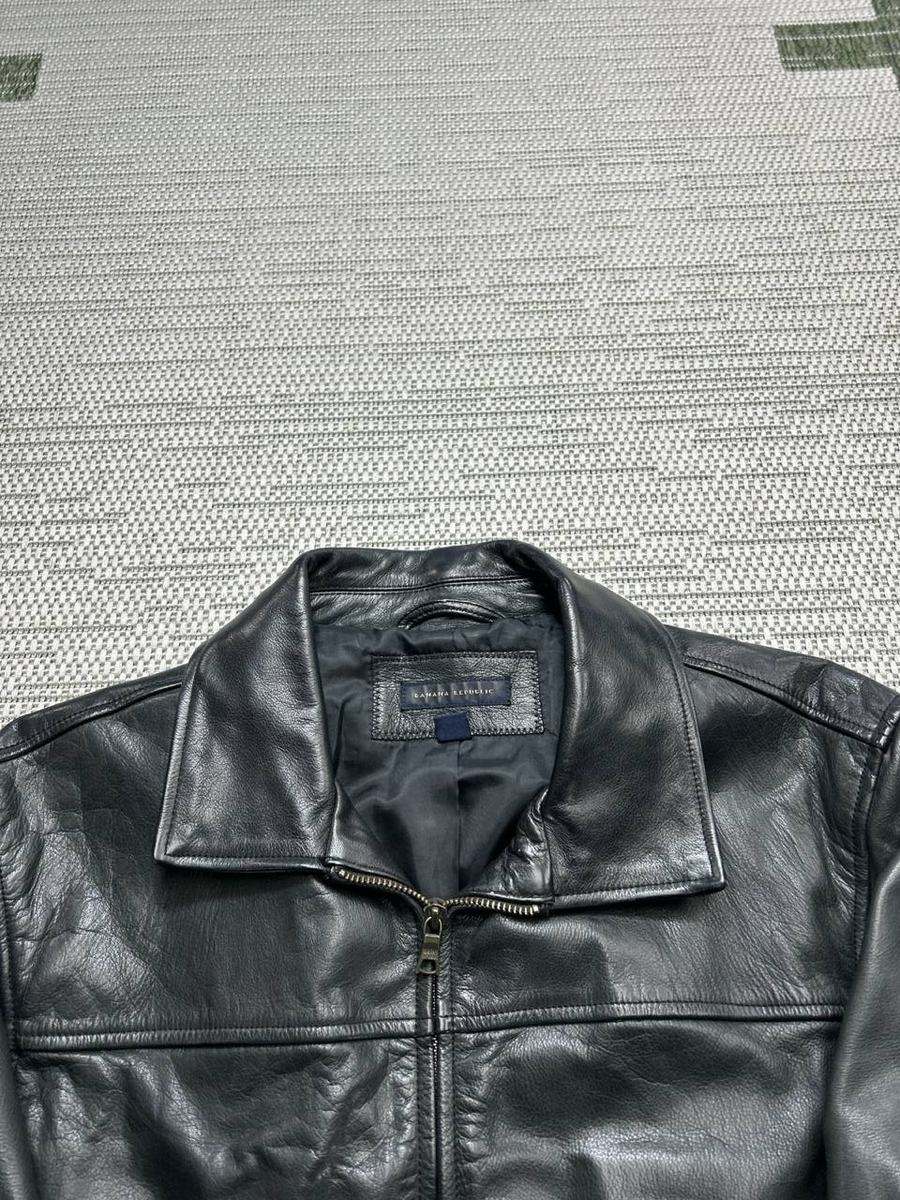 Vtg Y2k Banana Republic Jacket Mens Large Black Leather Heavy | eBay