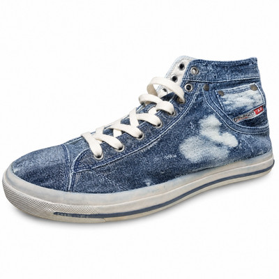 DIESEL Exposure I Herren Sneaker High Blau Denim Jeans Schuhe EUR 45