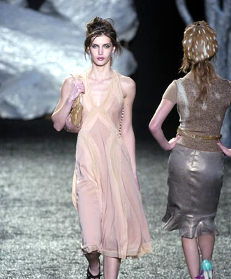 a-line dress runway Off-Shoulder Pleated Gown with Sculptural Ruffle Hem Light Blue / US 20 main image 0