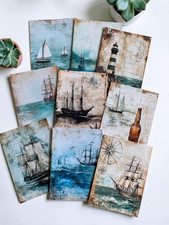 9 x Nautical  Card Toppers, Crafts, Junk Journal, Scrap book