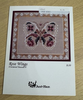 ROSE WINGS Just Nan Cross Stitch Pattern From 1995  Ornamental Treasures V - NEW
