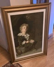 Large Antique Bubbles Framed  John Everett Millais Pears Print 37" X 27" 