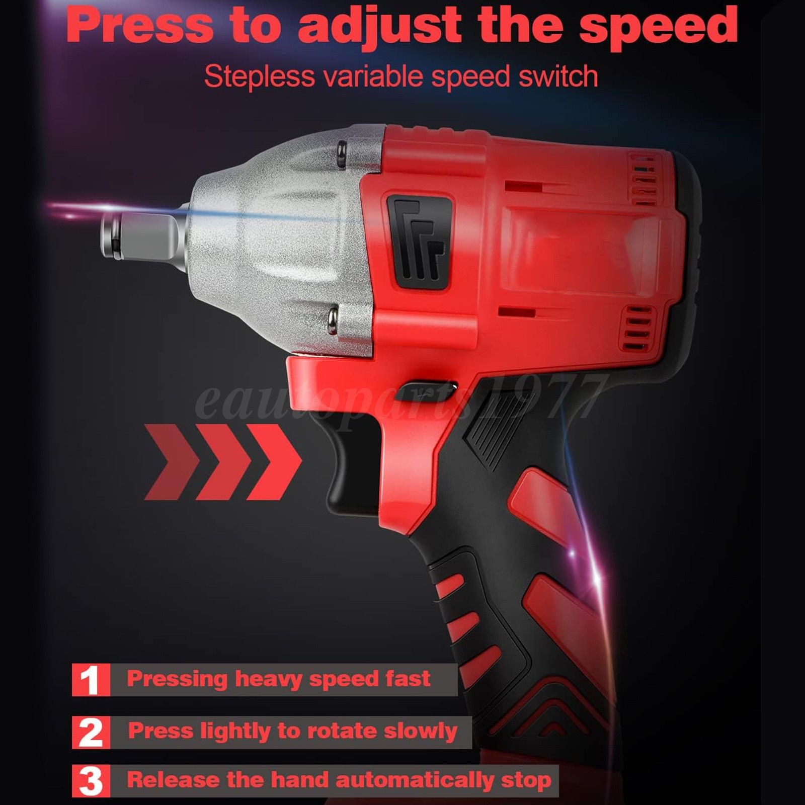 1300Nm Cordless Impact Wrench 960ft-lbs 1/2 Battery Impact Gun 2X 4.0Ah Battery