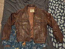 Avirex Veste Type cuir marron homme M, col, poches, zip, court