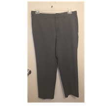 Gray Flat Front Dress Pants Straight Leg Solid Button Zip Men's Regular Size