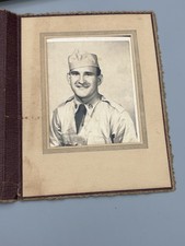 Vintage US Soldier Army Military Uniform Studio Photo Portrait Paper Frame Hat