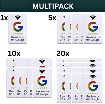 NFC Google Review Card Contactless White Multipack - Grow Sales Boost Bewertungen UK
