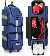 70L Catchers Gear Bag with Wheels, Soft Rolling Baseball & Softball Bag for 4 Ba