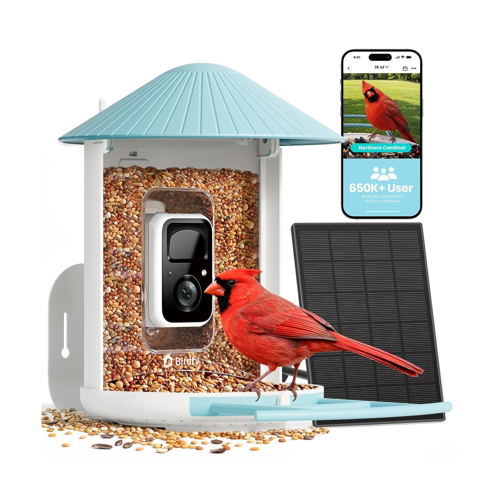 NETVUE by Birdfy Smart Bird Feeder with 2K HD AI Camera Solar Powered, Wirele...