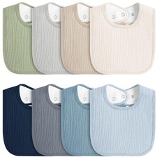 8-Pack Baby Muslin Bibs, Soft Cotton Drool Bibs for Boys Girls, Adjustable an...