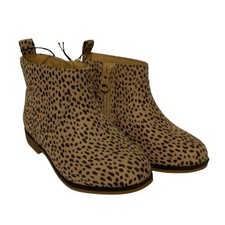 Cat Jack Toddler Girl Ankle Zipper Booties Tan Black Cheetah Size 8 NEW