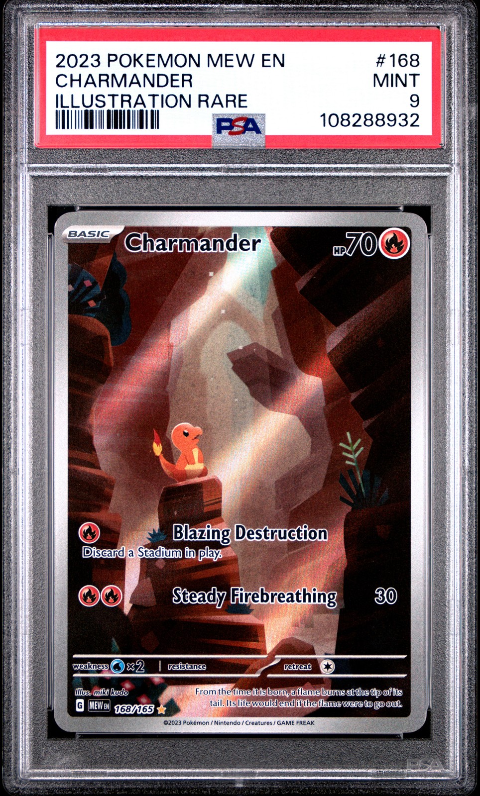 2023 POKEMON MEW EN-151 ILLUSTRATION RARE #168 CHARMANDER PSA 9