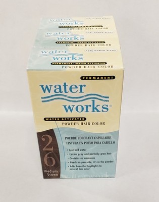 3-Pack Water Works Powder Hair Color Permanent # 26 Medium Brown