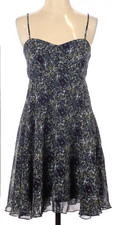 Pins and Needles Blue Floral Sweatheart Dress Size Small Urban Outfitters