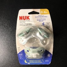 3 NUK Night Orthodontic Pacifiers Glow in the Dark 0-6 Month Prints and Bees