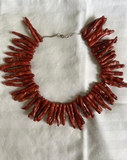 Branch Natural Red Coral Necklace for Women Jewelry Long Necklace 18"